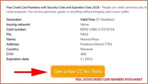 Free Credit Card Numbers With Security Code And Expiration Date Real