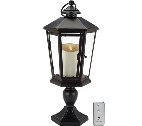 Luminara 21 Windsor Lantern With Pedestal And Flameless Candle Black