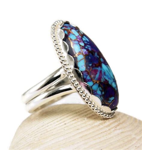 Sterling Silver Purple Turquoise Ring Bronze Mohave Big