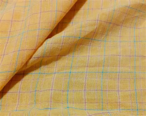 Crinkled Cotton Fabric Yellow Thin Sold By The Metre Etsy