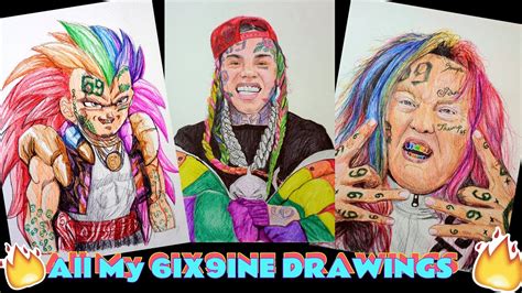 all my 6ix9ine drawings 😱 youtube