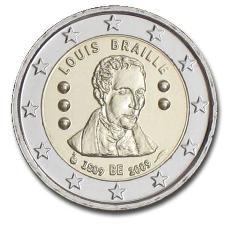 Belgium 2 Euro Coin 200th Anniversary Of The Birth Of Louis Braille