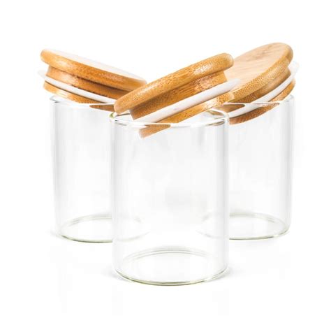 2 Oz Glass Spice Jars With Bamboo Lid Eco Kitchen Etsy