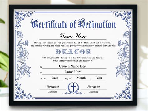 Deacon Ordination Certificate Template 11x85 Printable Etsy