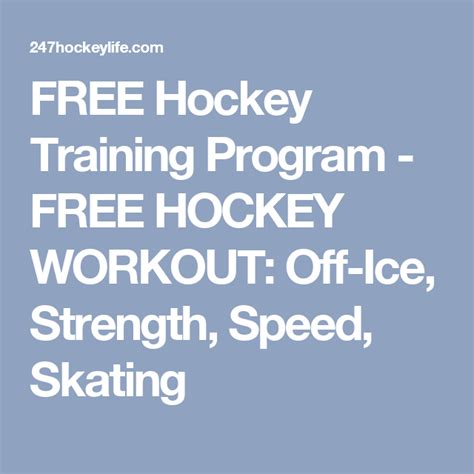 Free Hockey Training Program Free Hockey Workout Off Ice Strength