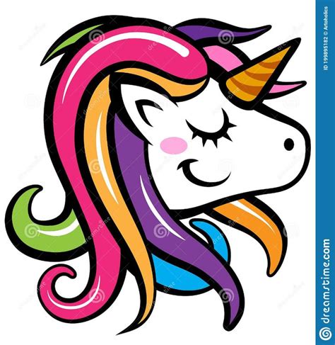 Cute Unicorn Vector Art Drawing Isolated On White Background Stock