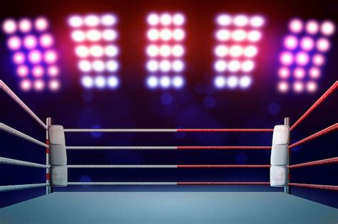 Premium Photo Boxing Ring With Illumination By Spotlights