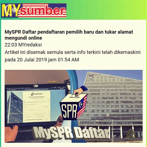 Spr telah melancarkan portal terbaru myspr daftar bagi memudahkan rakyat malaysia mendaftar sebagai pengundi / pemilih secara online. Bolehkah SPR Beri Jaminan Bahawa Pemilik MyKad Secara ...