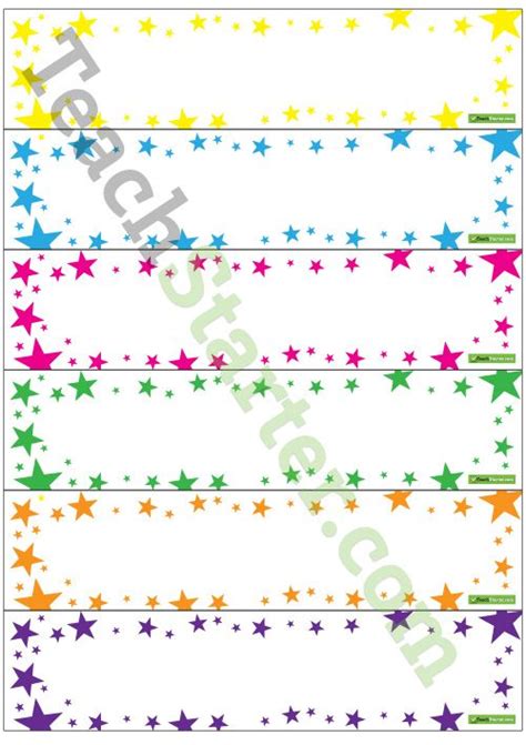Stars Tray Labels Classroom Labels School Printables School