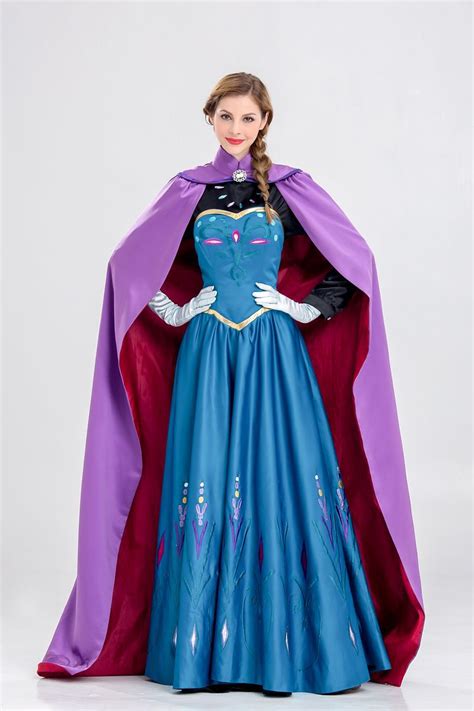 Movie Frozen Snow Princess Anna Deluxe Dress Adult Cosplay Costume Xmas