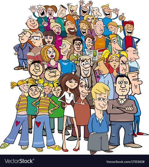 Crowd Cartoon People Characters Royalty Free Vector Image