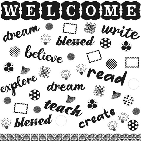 Buy 83 Pcs Black And White Classroom Decor Teach Mini Bulletin Board