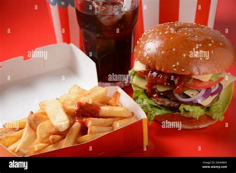 American Burger And French Fries Stock Photo Alamy