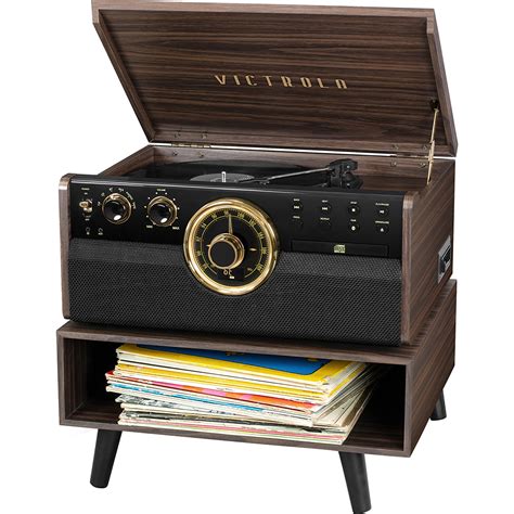 Victrola 6 In 1 Wood Bluetooth Mid Century Record Player 3 Speed