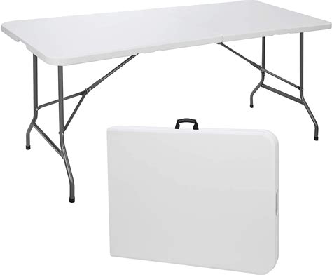 Skonyon Folding Utility Table 6ft Fold In Half Portable Plastic Picnic