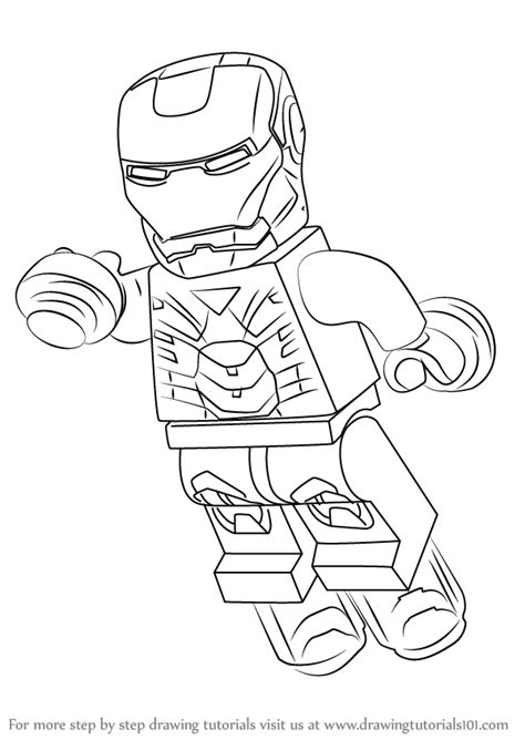 Learn How To Draw Lego Iron Man Lego Step By Step Drawing Tutorials