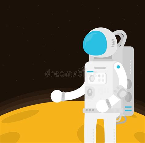Flat Design Astronauts Float In Space Vector Illustration Stock