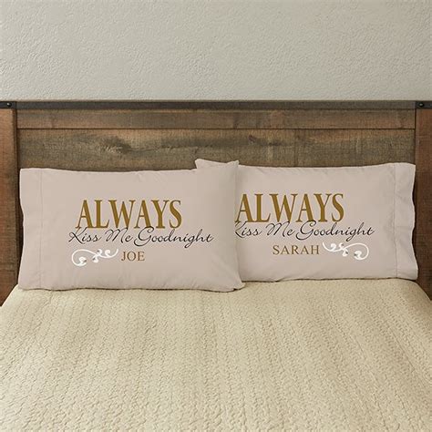 Personalized Pillowcase Set Kiss Me Goodnight Design