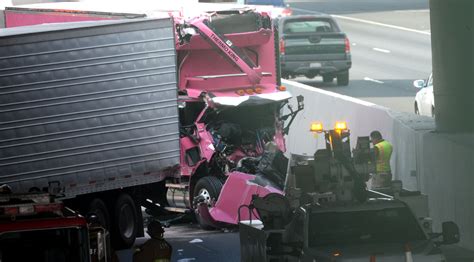 Driver Hospitalized After Big Rig Smashup On 710 Freeway • Long Beach