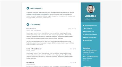 Html Resume Template Free Professional Html And Css Cv Resume Templates Web Design Tips