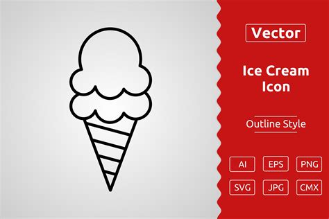 Vector Ice Cream Outline Icon Graphic By Muhammad Atiq Creative Fabrica