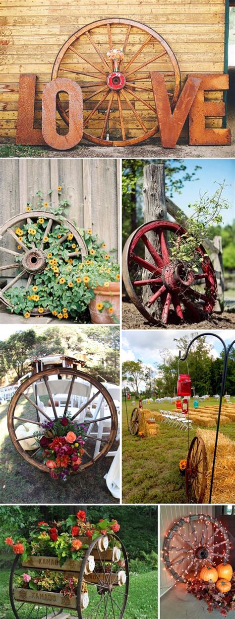 Hand crafted personalized steel wall décor. Creative Rustic Wagon Wheel Wedding Decoration Ideas ...