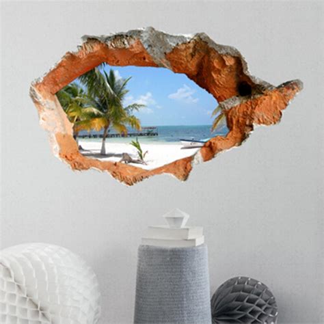 Unitendo 3d acrylic tree wall stickers photo frames familytree wall decal easy to install &apply diy photo gallery frame decor sticker home 3d acrylic mirror wall decor stickers family letter quotes wall stickers removable family wall art decals diy motivational family butterfly mirror. 3D Beach Wall Decals 38 Inch Removable Sea Wall Art ...