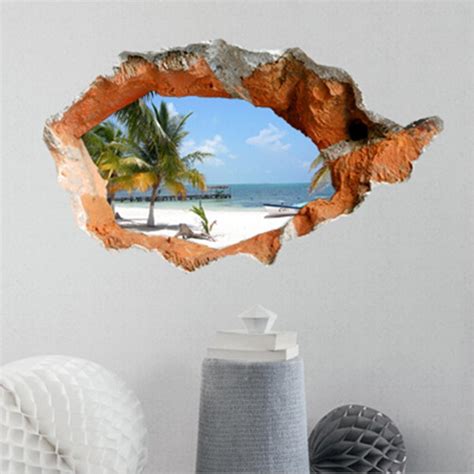 Choose your favorite creative 3d sticker, art deco posters and bedroom stickers from thousands of available designs. 3D Beach Wall Decals 38 Inch Removable Sea Wall Art ...