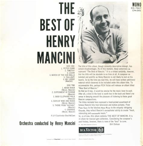 in flight entertainment henry mancini the best of henry mancini 1964