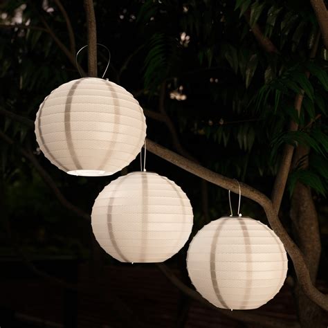 Pure Garden Chinese Lanterns Solar Powered Led Bulbs Set Of 3