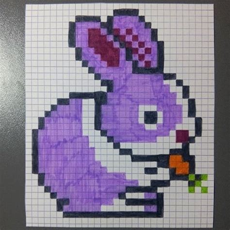 Ides de pixel art facile et kawaii galerie dimages. dessin pixel lapin - Les dessins et coloriage