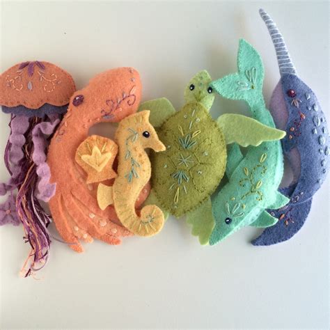 Plush Sewing Pattern For 6 Different Sea Creatures Felt Etsy Felt