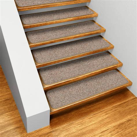 Set Of 15 Skid Resistant Carpet Stair Treads Pebble Beige 8 In X