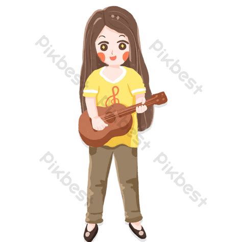 Cute Long Haired Beauty Playing Guitar Png Images Psd Free Download
