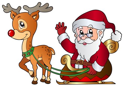 Download And Rudolph Claus Reindeer Santa Christmas Hq Png Image