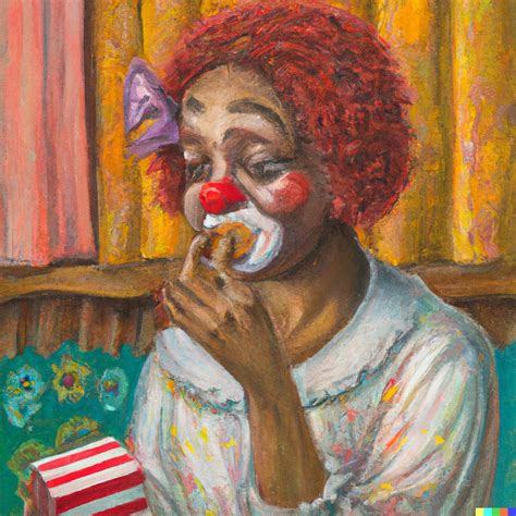 Oil Painting Clown Crying Whilst Eating A Pop Tart Dall·e 2 Openart