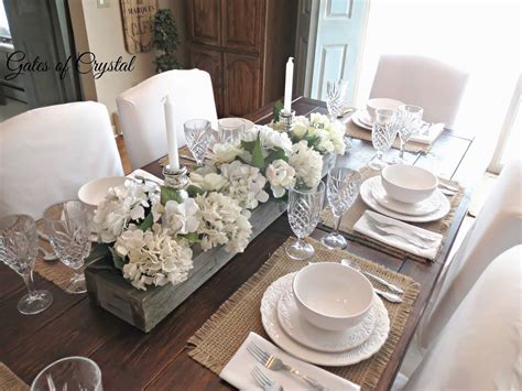 Burlap White And Crystal Dining Room Table Centerpieces Dinning
