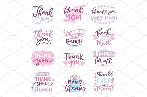 Thank You Vector Card Text Logo Letter Script Typography Illustration
