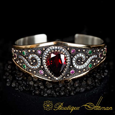 Hurrem Sultan Emerald Bracelet Silver Cuff Bracelet