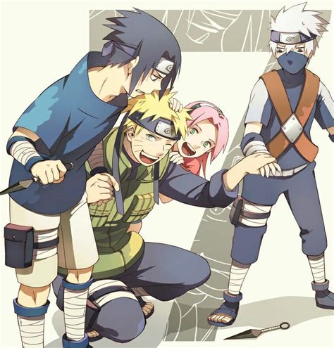 Team Naruto Team 7 What If Aww Kakashi And Sasake ♡♡ Naruto Team 7 Naruto Fan Art Naruto