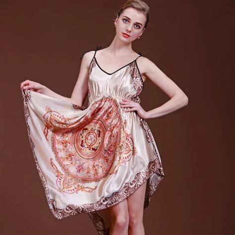 New Women Satin Sleepwear Summer Sexy Lady Chinese Style Print Nightwear Sleeveless Nightgown