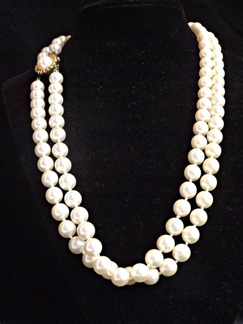 Double Strand Faux Pearl Necklace Costume Jewelry Retro Faux Etsy Faux Pearl Necklace Pearl