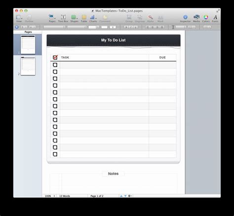 Pages Calendar Template Mac New To Do List Template For Apple Pages