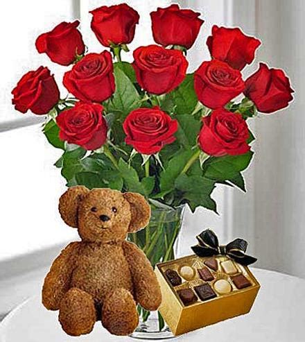 Same day balloon bouquet delivery to all major cities. 12 Red Roses, Chocolates & Teddy Bear - birthday-flowers ...