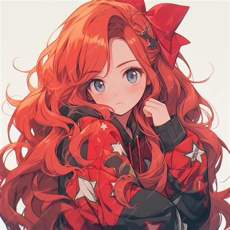 premium ai image an anime girl with long flowing red hair and a determined look created with