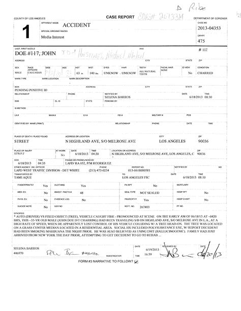 La County Coroner Death Records