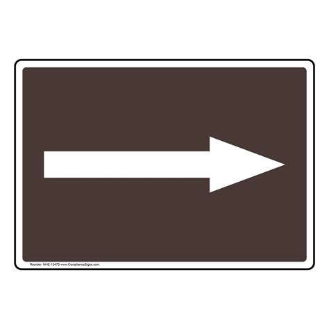 Directional Arrow White On Brown Sign Nhe 13470 Directional