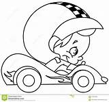 Race Car Driver Kid Vector Coloring Outlined Cartoon Young Line Illustration Girl Driving Karate Eyes Maze Racing Little Color Preview sketch template