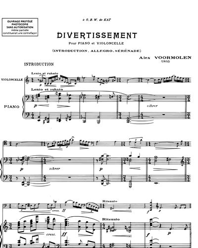 Divertissement Pour Violoncelle And Piano Piano Sheet Music By Alexander