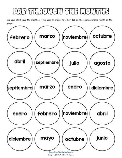 Months Of The Year Spanish Worksheet Worksheets For Kindergarten
